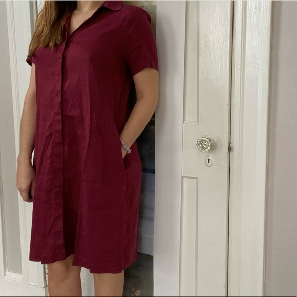 Lafayette 148 linen button down shirt dress - Picture 6 of 9